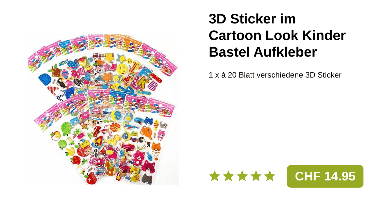 OSDUE 3D EVA Schaum Aufkleber Für Kinder – 20 Bastelsets, Inkl. 12 Graffiti-Stifte, Kreatives DIY-Spielzeug, Ab 3 Jahren