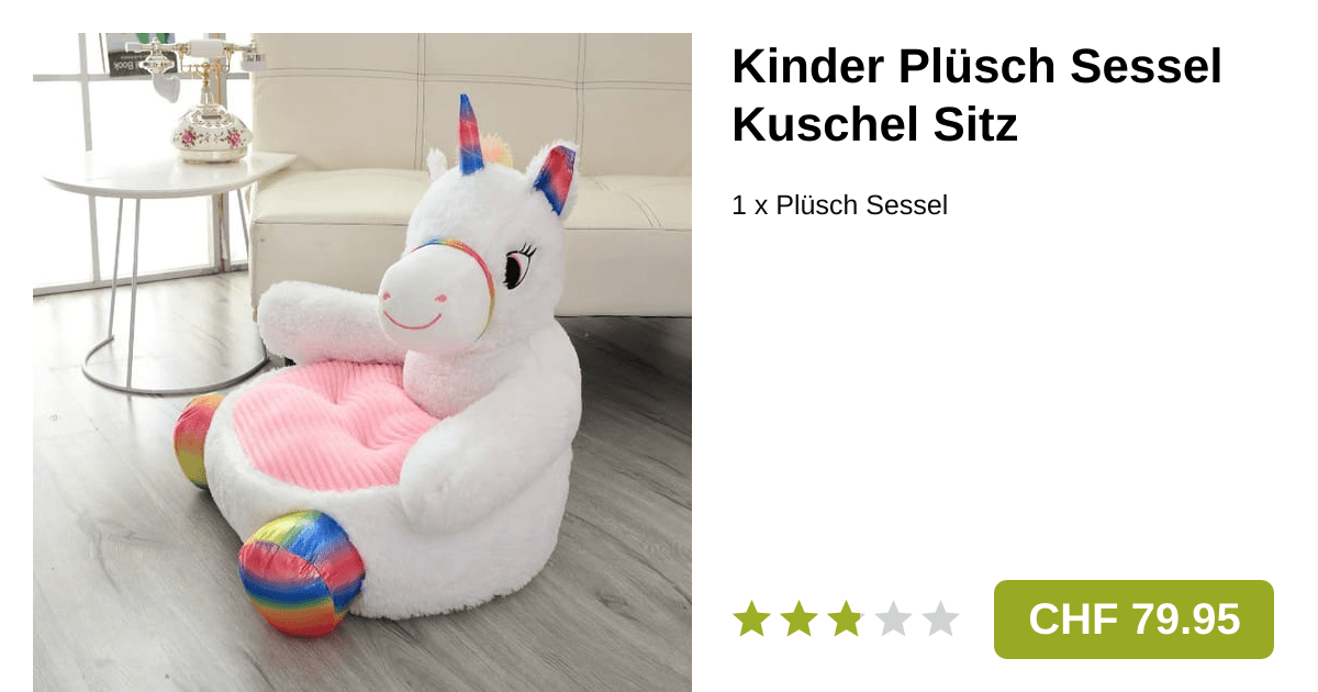 Kinder Plüsch Sessel Kuschel Sitz zum Lesen Einhorn