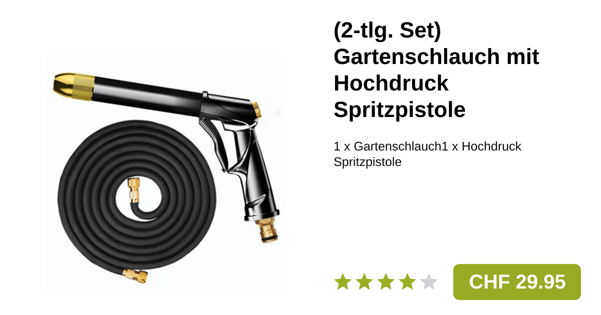 Hochdruckreiniger-Pistole Für Gartenschlauch – 360° Drehbare Düse, 3 Sprühmuster, Inkl. Schaumtopf & Zubehör