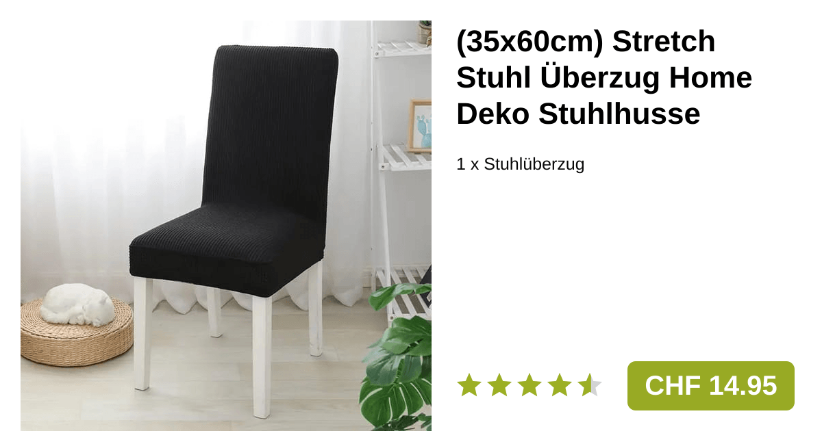 Stretch Stuhlüberzug Home Deko Stuhlhusse Schwarz