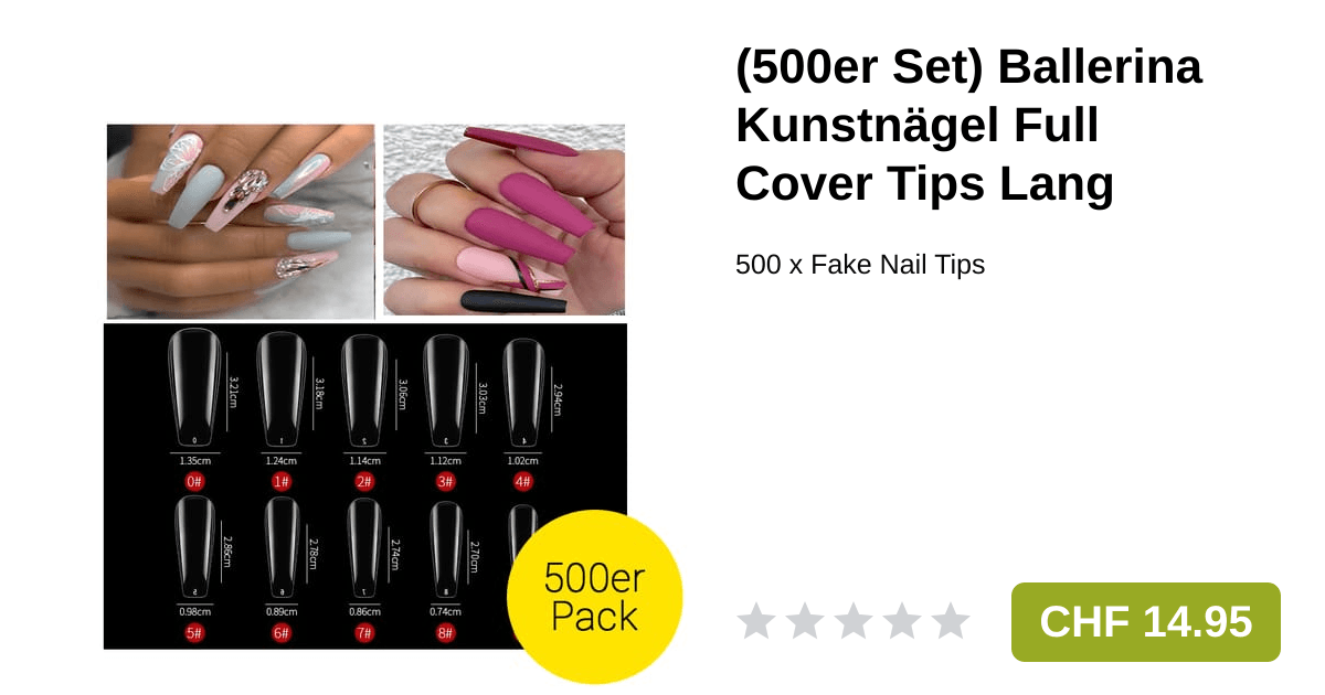 500er Set) Ballerina Kunstngel Full Cover Nail Tips