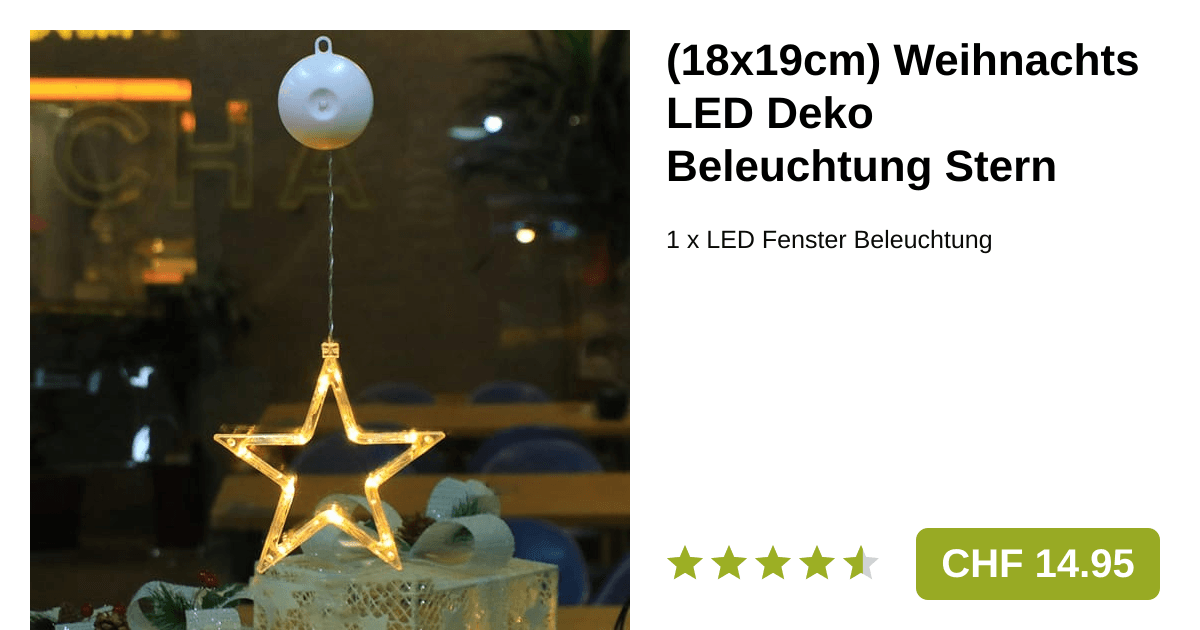 18x19cm Weihnachts LED Deko Licht Stern Warmweiss