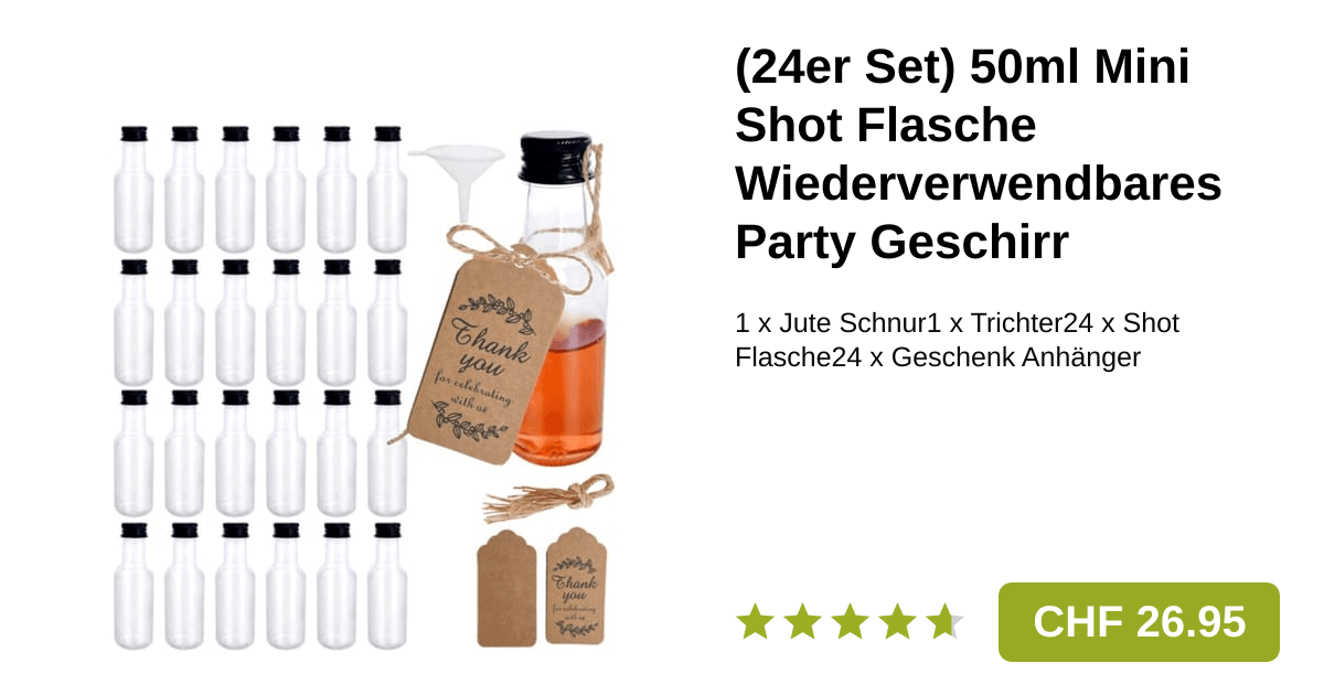 24er Set) 50ml Mini Shot Flasche Party Geschirr