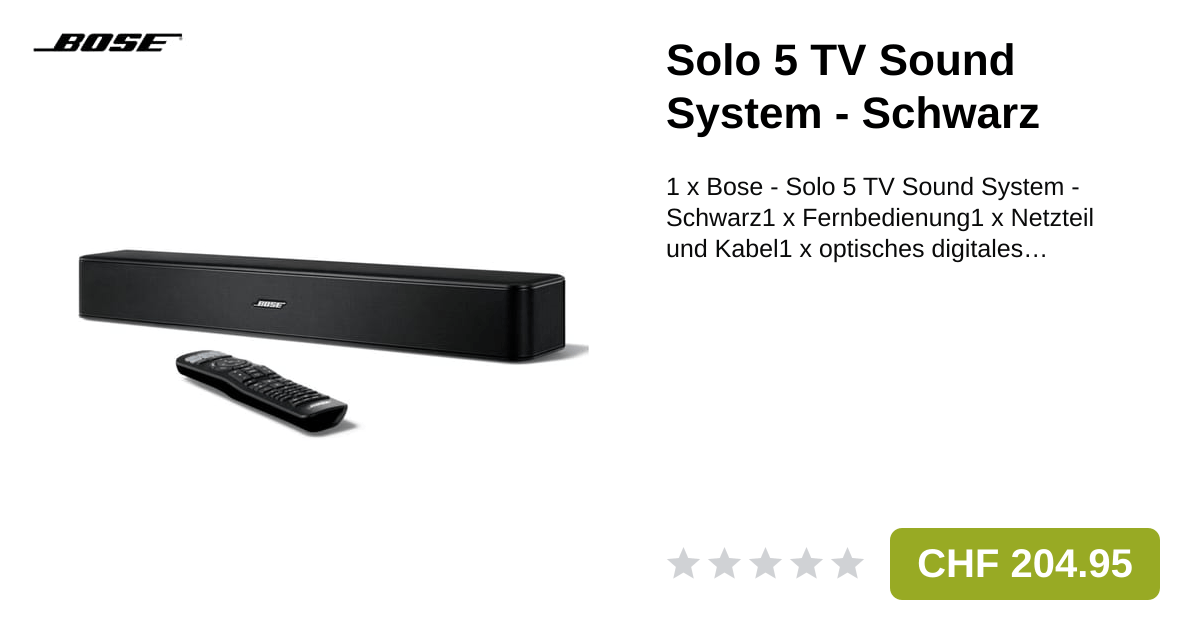 Bose - Solo 5 TV Sound System Soundbar in Schwarz