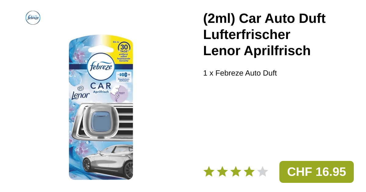 Febreze (2ml) Car Auto Duft Lufterfrischer Lenor Aprilfrisch
