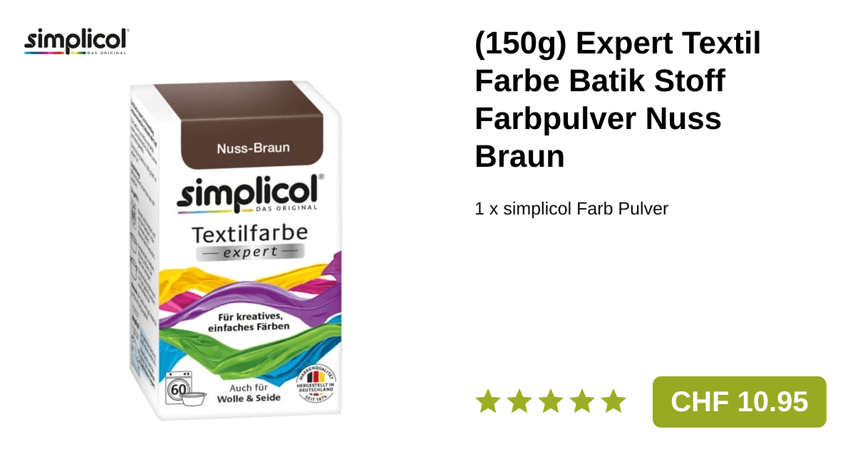 simplicol Expert Textil Stoff Farbpulver Nuss Braun