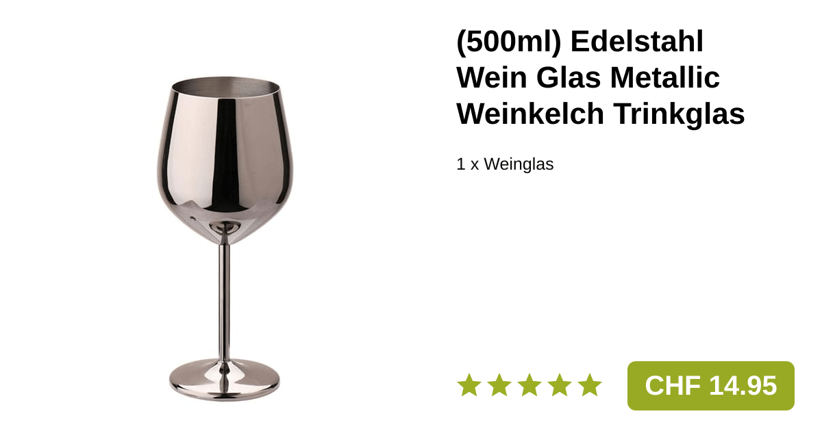 500ml Edelstahl Wein Glas Metallic Trinkglas Schwarz
