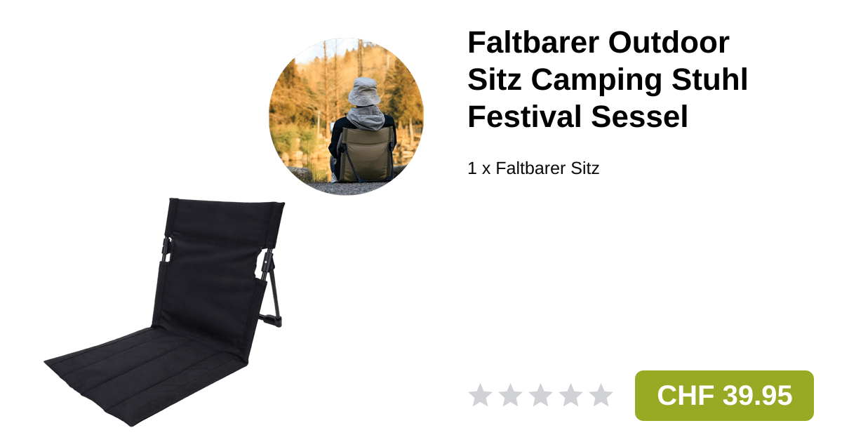 Faltbarer Outdoor Sitz Camping Festival Stuhl Schwarz
