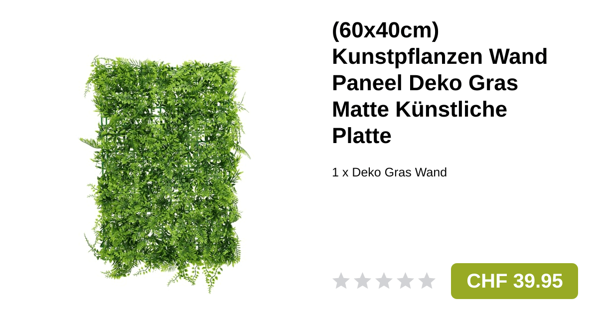 60x40cm) Kunstpflanzen Wand Paneel Deko Gras Matte