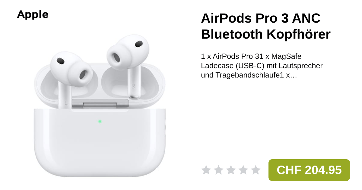 Apple - AirPods Pro 3 ANC BT Kopfhörer mit Ladecase