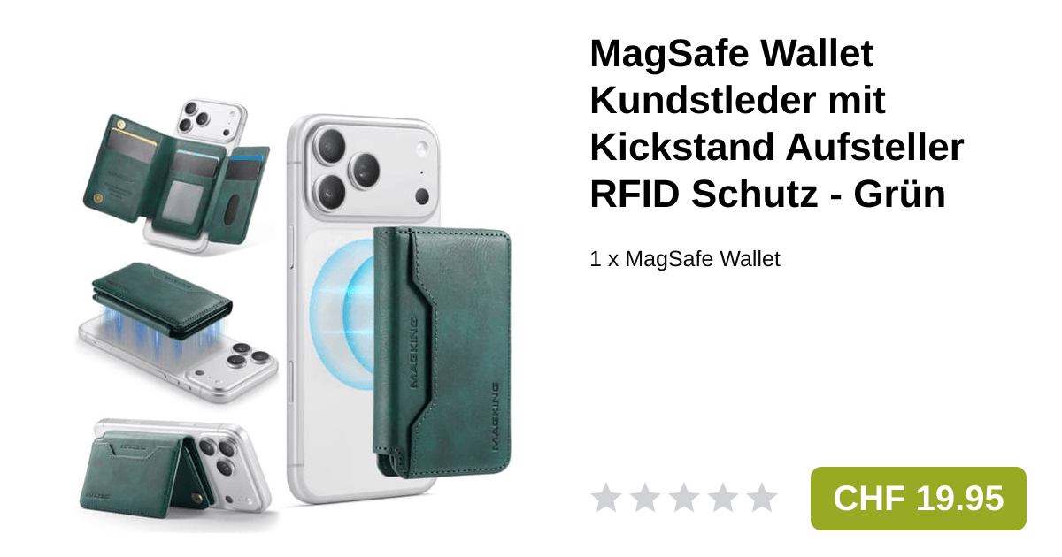 MagSafe Wallet Kundstleder mit Kickstand RFID Schutz Grün