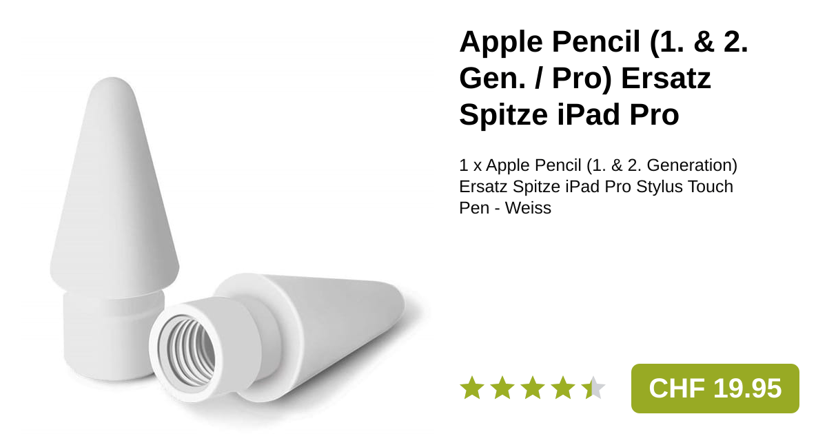 Apple Pencil Ersatz Spitze iPad Pro Touch Pen Weiss