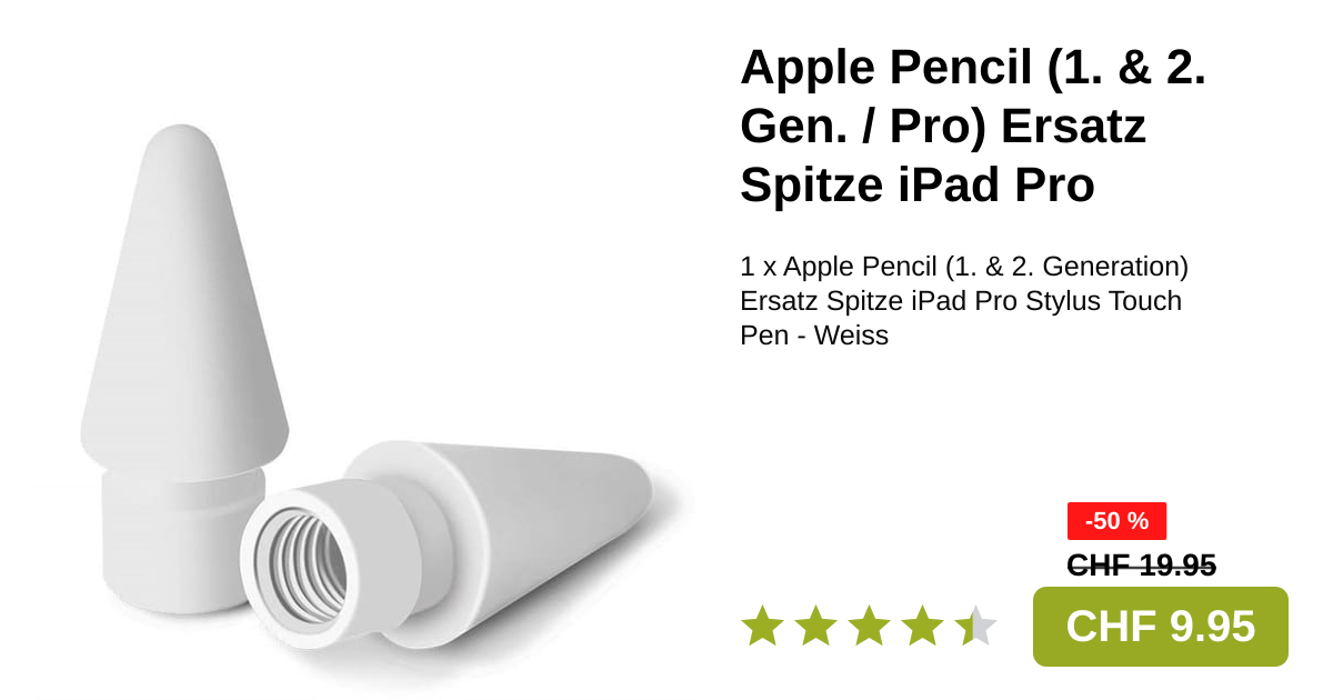 Apple Pencil Ersatz Spitze iPad Pro Touch Pen Weiss