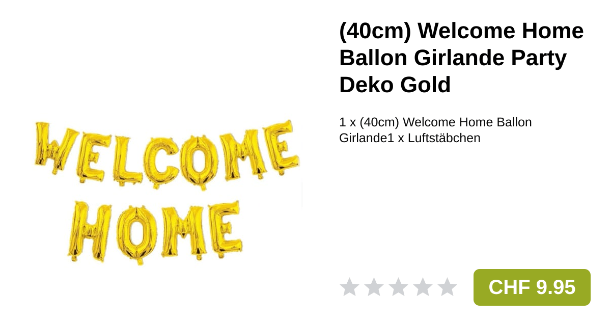 40cm) Welcome Home Ballon Girlande Party Deko Gold