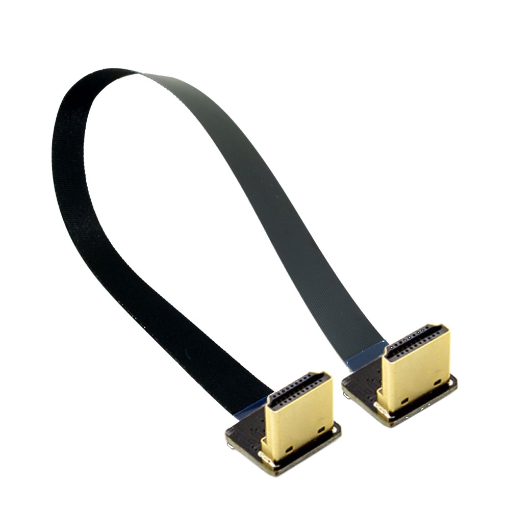 Image of (0.2m) Flexibles HDTV FPC Dual HDMI Flachband Kabel 90° Winkel mit vergoldetem Stecker - Schwarz bei Apfelkiste.ch