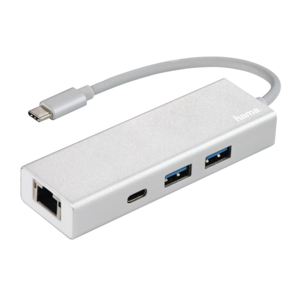 Image of Hama - USB C Multiport Adapter Hub USB C / 2x USB A / Gigabit Ethernet LAN (00135757) - Silber bei Apfelkiste.ch