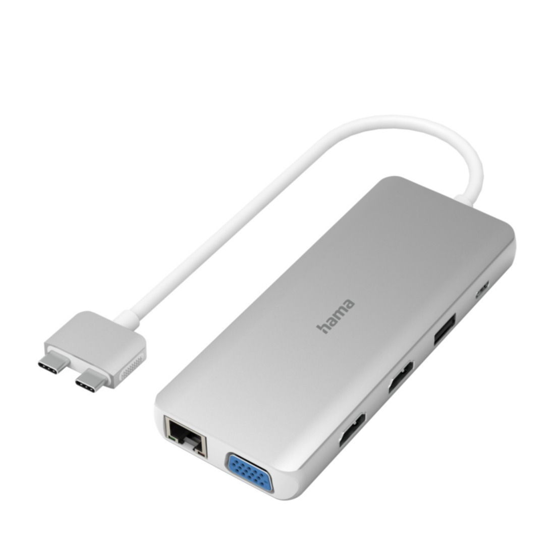 Image of 12in1 Hama - USB C Multiport Hub 4K HDMI / 2x USB C / 4x USB A / LAN / VGA / Micro SD / 3.5mm Audio für Apple MacBook Pro / Air (00200133) - Grau bei Apfelkiste.ch