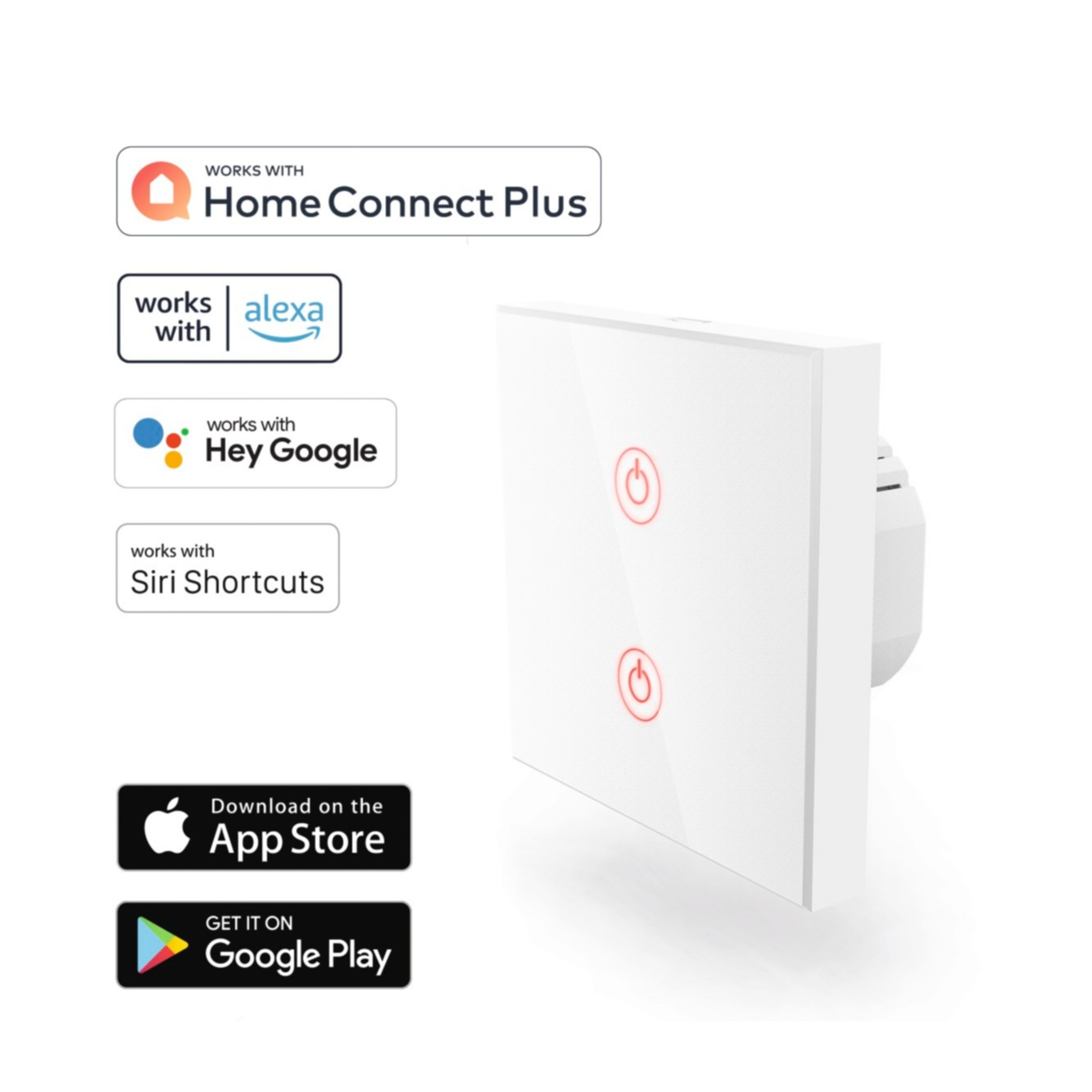 Image of Hama - Wifi-Touch Wandschalter Unterputz Lichtsteuerung via Sprach + App Steuerung für iOS / Android (00176551) - Weiss bei Apfelkiste.ch