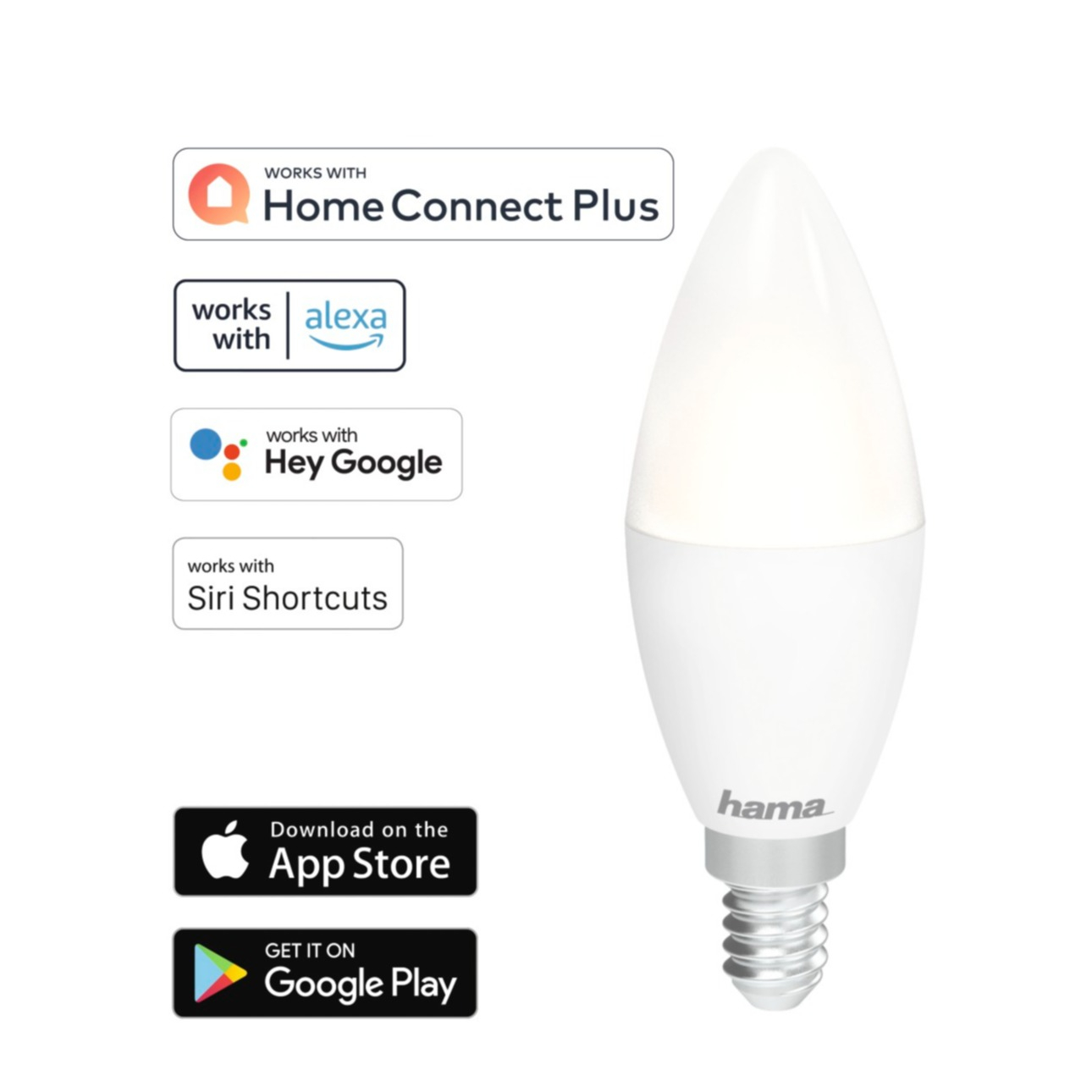 Hama WLAN LED Lampe Dimmbare WiFi Kerze Glühbirne E14