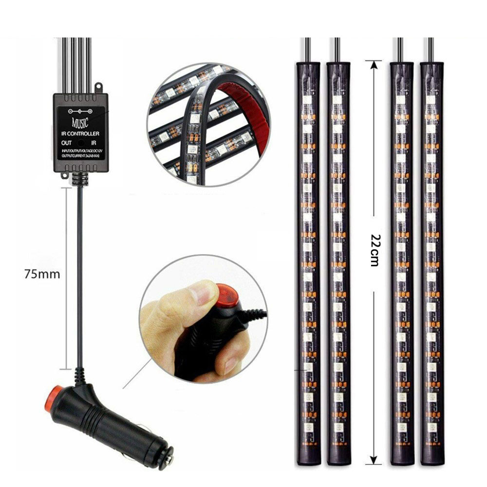 AUKUU LED Stripe LED Stripe LED-Innenbeleuchtung Auto, 4 LED Streifen mit  APP und, Fernbedienung