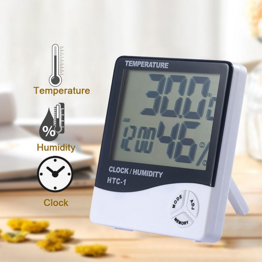 Digitales Raumthermometer Mit Uhr & Hygrometer – Magnetisch, Wandmontierbar, Mit Hintergrundbeleuchtung & Kalibrierung