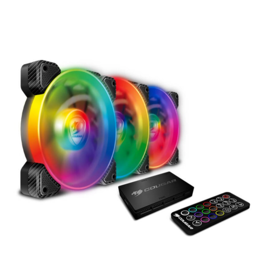 Image of Cougar - Vortex RGB SPB 120 Cooling Kit mit 3 Gehäuselüftern + Lüftersteuerung und Fernbedienung bei Apfelkiste.ch