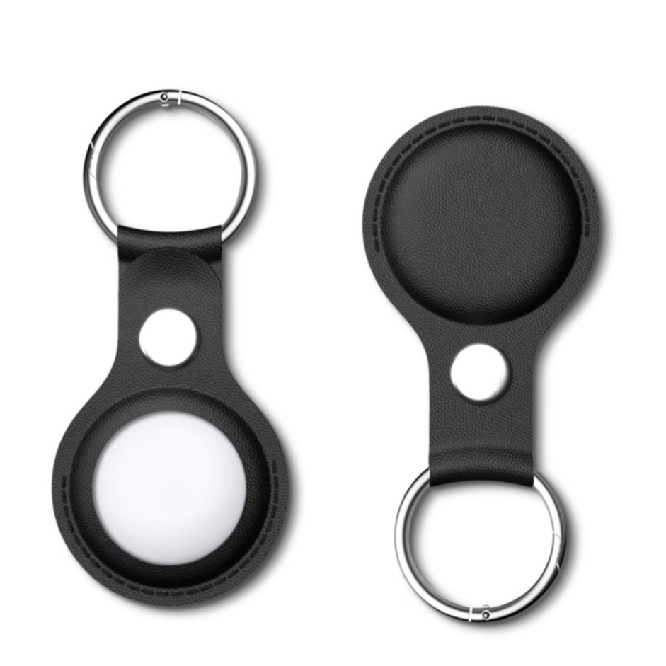 Image of Apple AirTag Leder Schutz Hülle Schlüsselanhänger - Schwarz bei Apfelkiste.ch