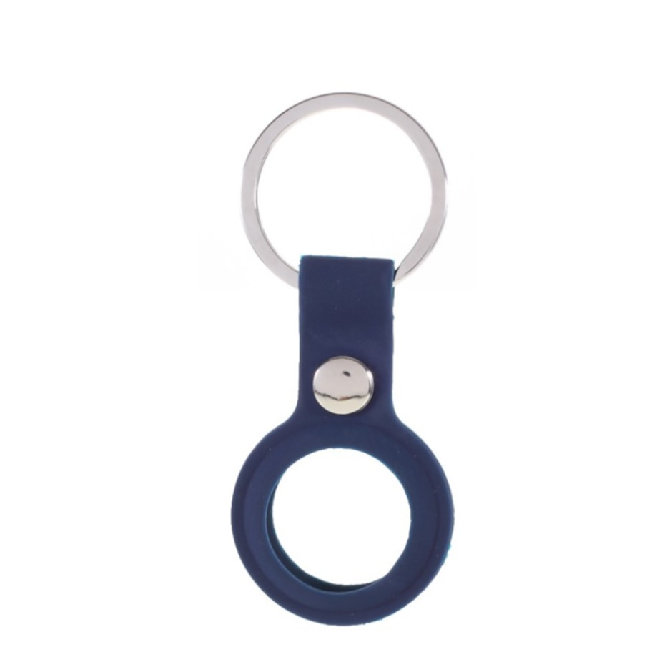 Image of Apple AirTag Anhänger Silikon Case Hülle Schlüsselanhänger mit Druckknopfverschluss - Dunkelblau bei Apfelkiste.ch