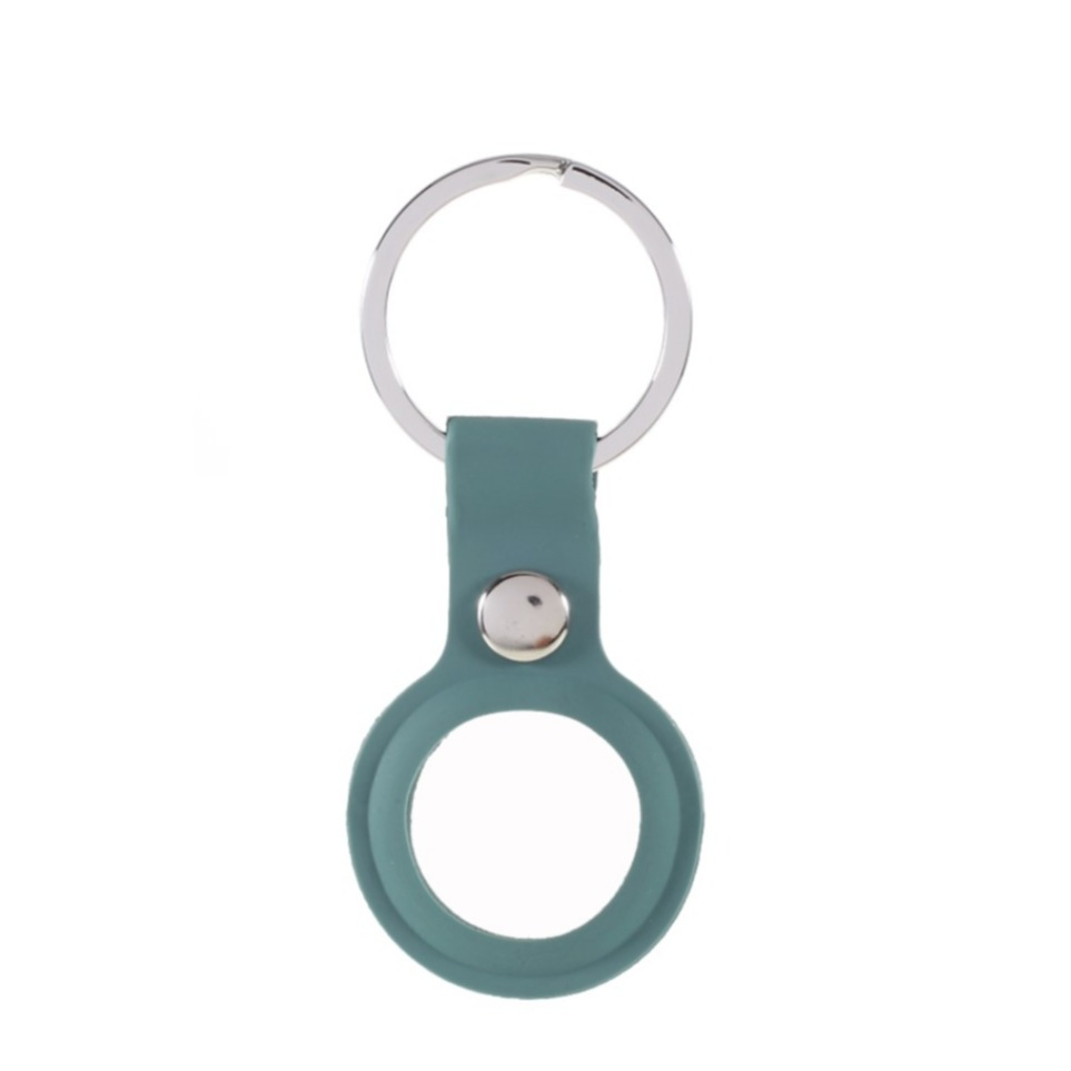 Image of Apple AirTag Anhänger Silikon Case Hülle Schlüsselanhänger mit Druckknopfverschluss - Dunkelgrün bei Apfelkiste.ch