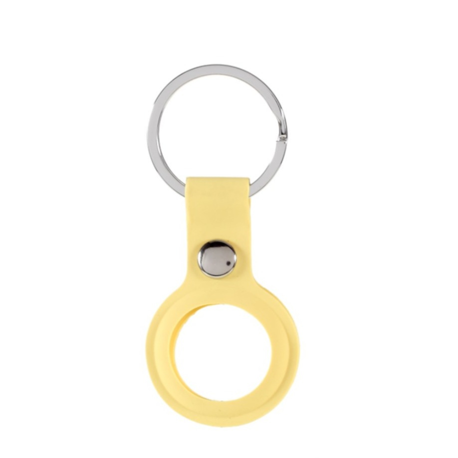 Image of Apple AirTag Anhänger Silikon Case Hülle Schlüsselanhänger mit Druckknopfverschluss - Gelb bei Apfelkiste.ch