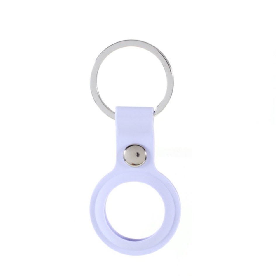 Image of Apple AirTag Anhänger Silikon Case Hülle Schlüsselanhänger mit Druckknopfverschluss - Lila (Flieder) bei Apfelkiste.ch