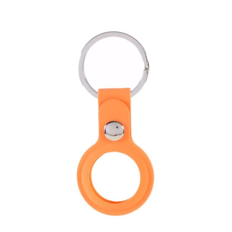 Image of Apple AirTag Anhänger Silikon Case Hülle Schlüsselanhänger mit Druckknopfverschluss - Orange bei Apfelkiste.ch