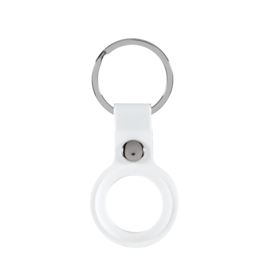 Image of Apple AirTag Anhänger Silikon Case Hülle Schlüsselanhänger mit Druckknopfverschluss - Weiss bei Apfelkiste.ch