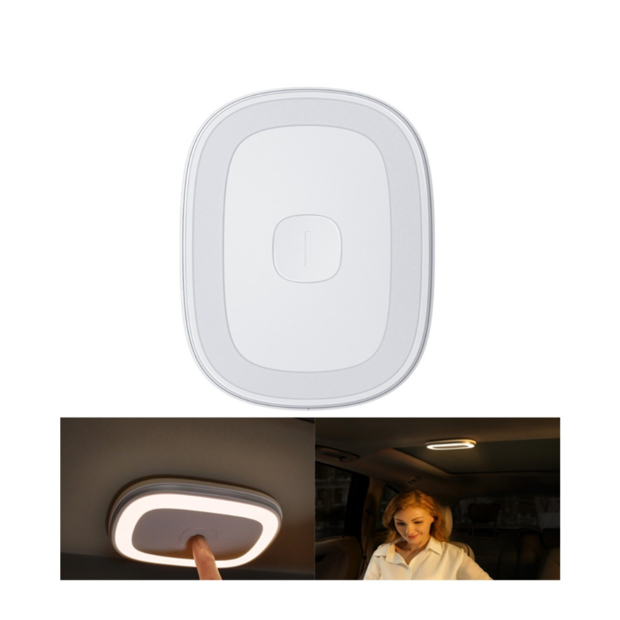 Image of Baseus - (5V/1A) Magnetische Mini LED KFZ Auto Decken Lampe Leeselicht mit Touch Sensor (400mAh) + Magnethalterung - Weiss bei Apfelkiste.ch