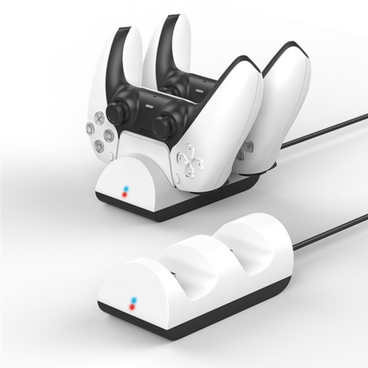Image of Goobay - Sony PlayStation PS5 Controller Dual Ladestation Docking Halter mit LED Ladeanzeige (52765) - Weiss bei Apfelkiste.ch