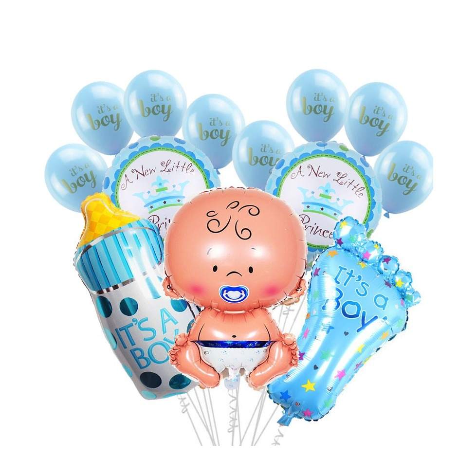 Image of (15-tlg. Set) Party Ballons Folien Luftballons Deko für Baby Shower / Geburt - It's a Boy bei Apfelkiste.ch