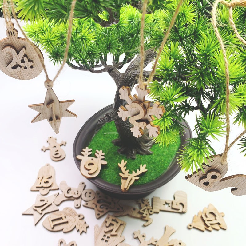 Holz Zahlen DIY Bastel Weihnachts Adventskalender