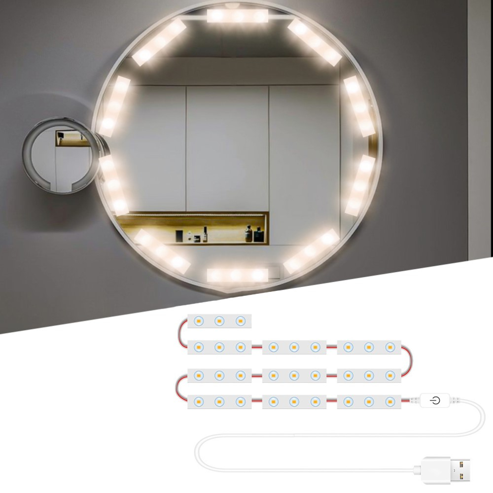 Image of (1.5m) 10-LED's Schminkleuchten Selbstklebende Dimmbare Spiegel Lichter für Make Up + Touchpanel - Naturweiss bei Apfelkiste.ch