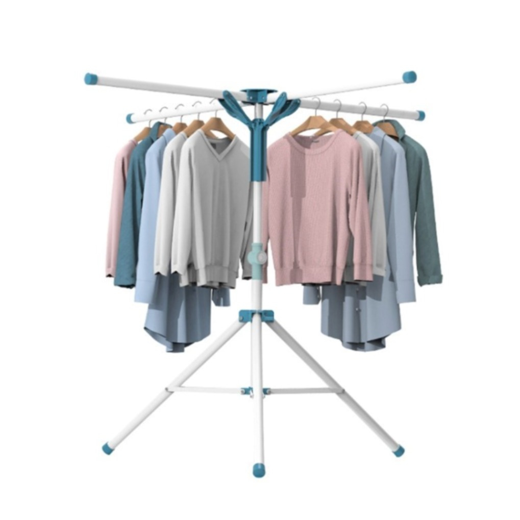 Image of (1.8m) Faltbare Kleiderstange 4-fach Wäscheständer mit Bügel bei Apfelkiste.ch