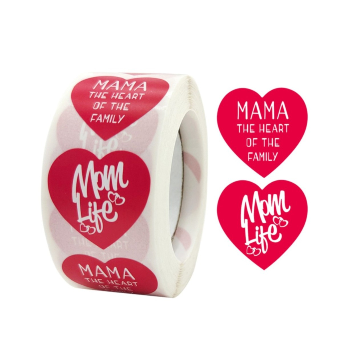 Image of (1 Rolle à 500Stk.) Herz Aufkleber Sticker für Muttertag - Mom Life bei Apfelkiste.ch