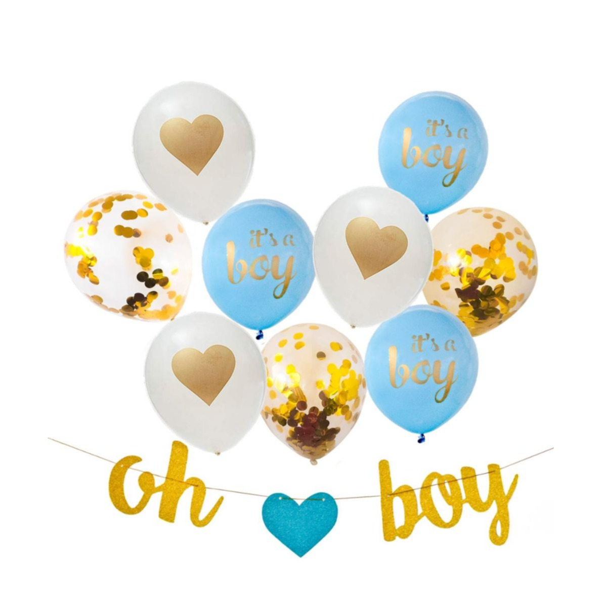 Image of (10-tlg. Set) Baby Party Boy Luftballon Deko Set für Gender Reveal Partys Baby Shower / Geburt / Geburtstag - Jungen (Blau) bei Apfelkiste.ch