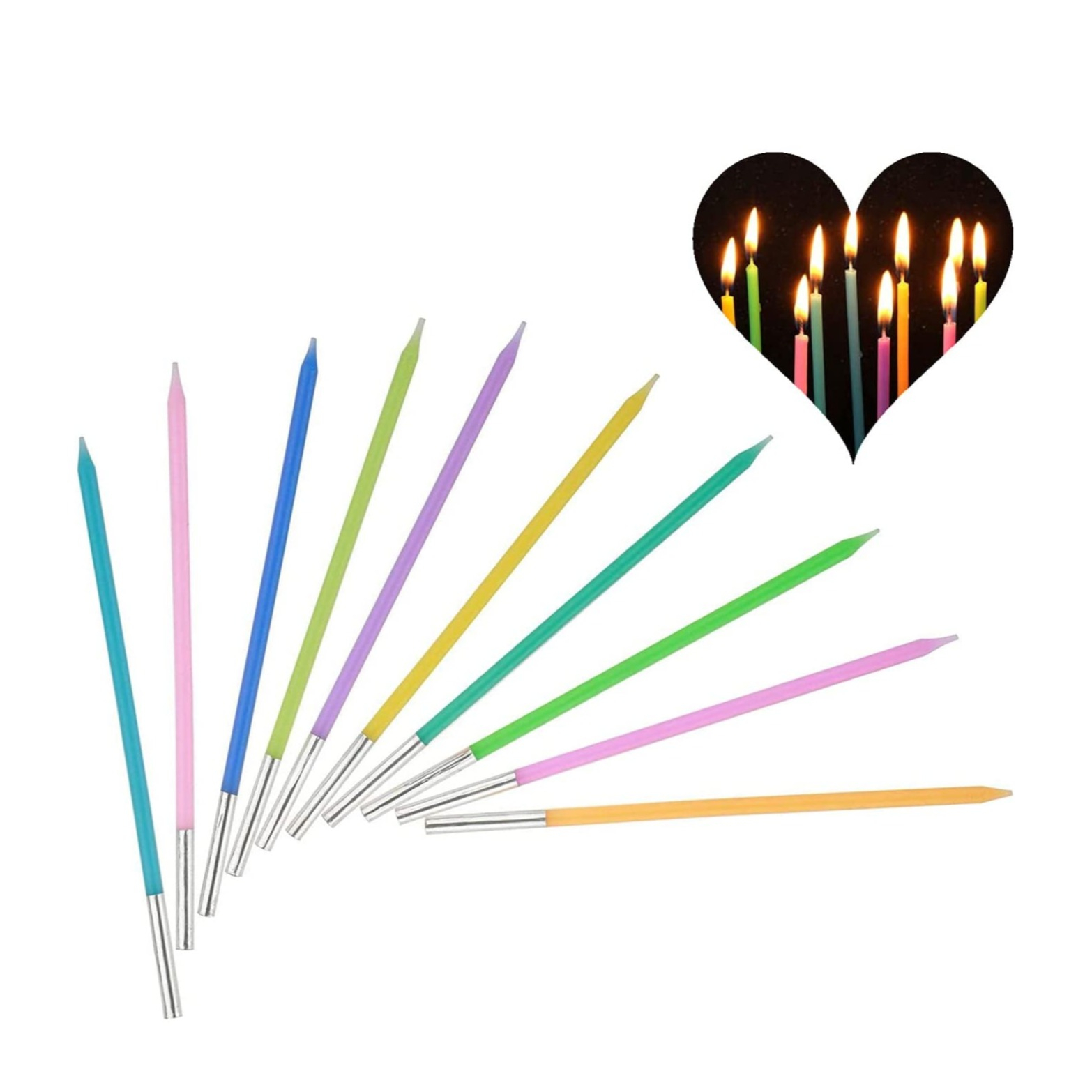 Image of (10er Set) 14cm Geburtstags Kerzen Birthday Deko für Torten / Kuchen / Muffins - Bunt bei Apfelkiste.ch