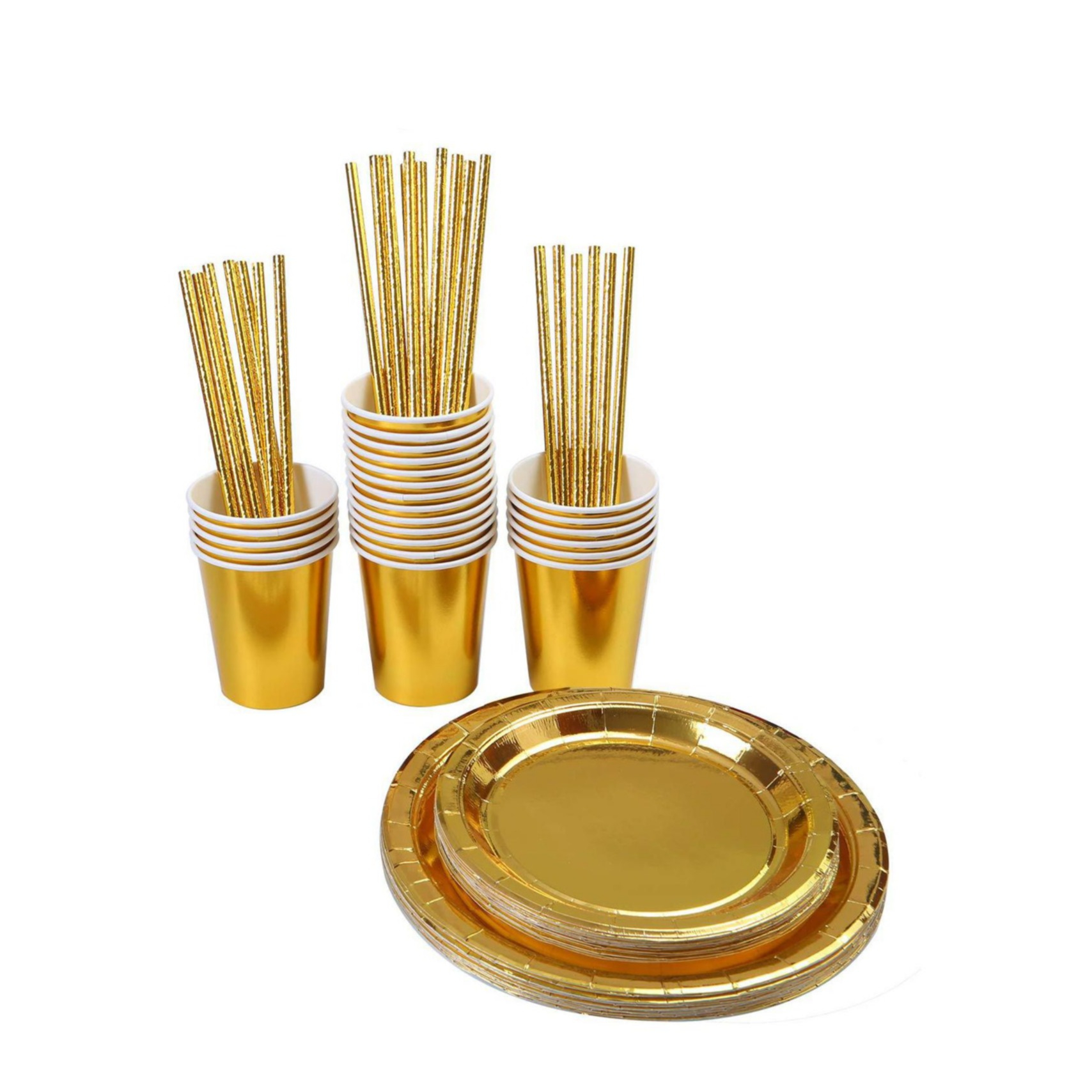 Image of (100-tlg. Set) Einweg Geschirr Party Tisch Dekoration - Gold bei Apfelkiste.ch