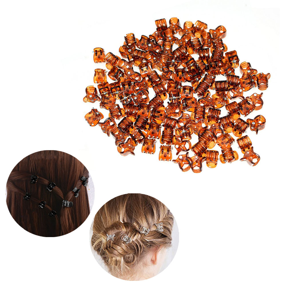 Image of (100er Set) 15mm Mini Haarspangen Klammer Krallen Clips Haarschmuck - Braun bei Apfelkiste.ch