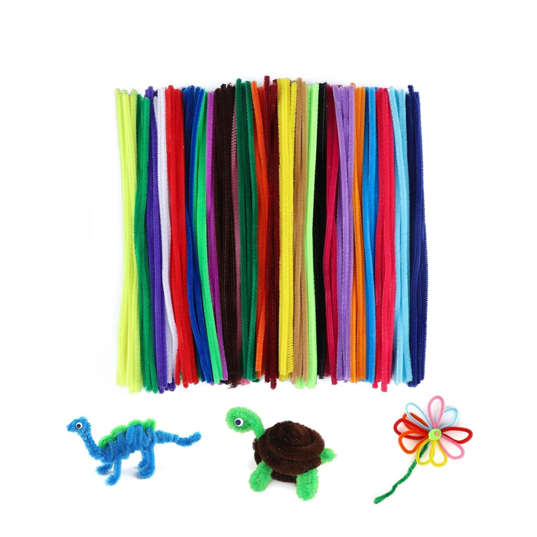 Image of (100er Set) 30cm Bunte Pfeifenreiniger Biege Plüsch Assortiert für Basteln + Deko bei Apfelkiste.ch