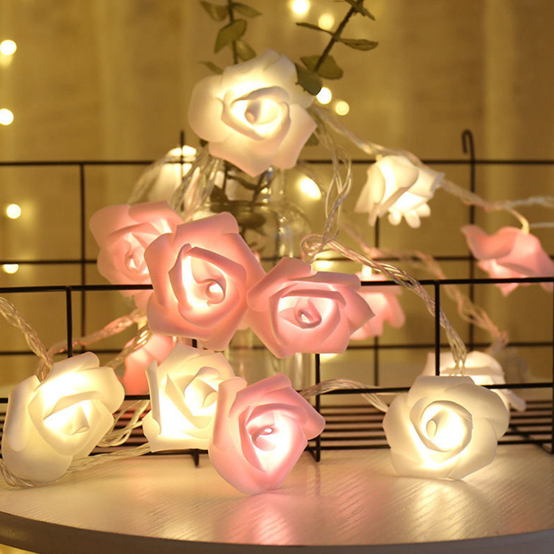 Image of (1.5m) 10-LED's Deko Rosen Lichterkette für Geburtstag / Hochzeit / Party (Batteriebetrieben) - Rosa / Weiss bei Apfelkiste.ch