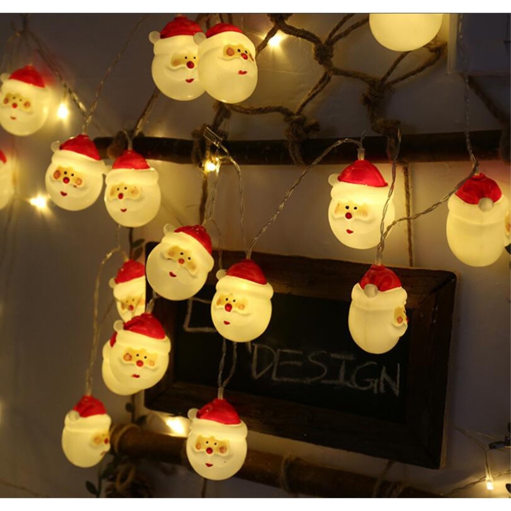 Image of (1.5m) 10-LED's Deko Weihnachts Lichterkette Weihnachtsmann mit Bart (Batteriebetrieben) - Warmweiss bei Apfelkiste.ch