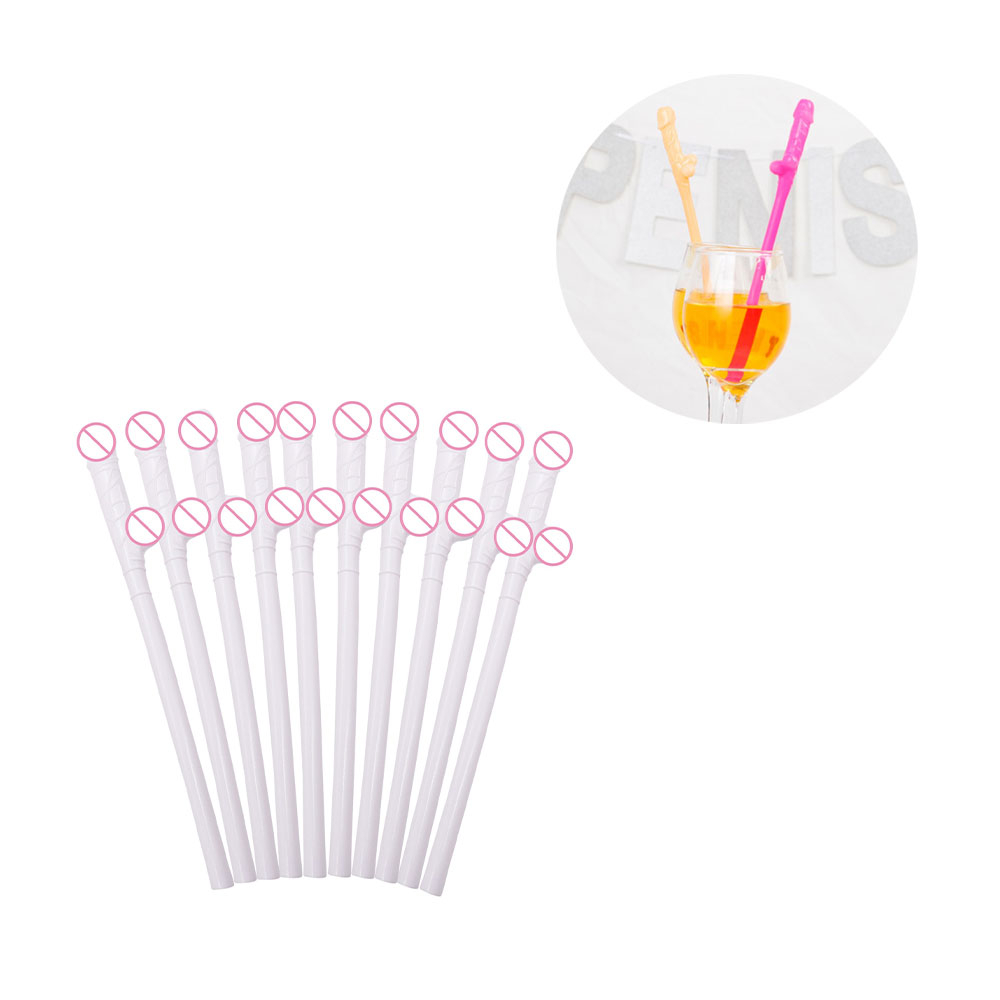 Image of (10er Set) 19cm Bachelorette Party Strohhalm Junggesellinnenabschied Trinkhalm - Weiss bei Apfelkiste.ch
