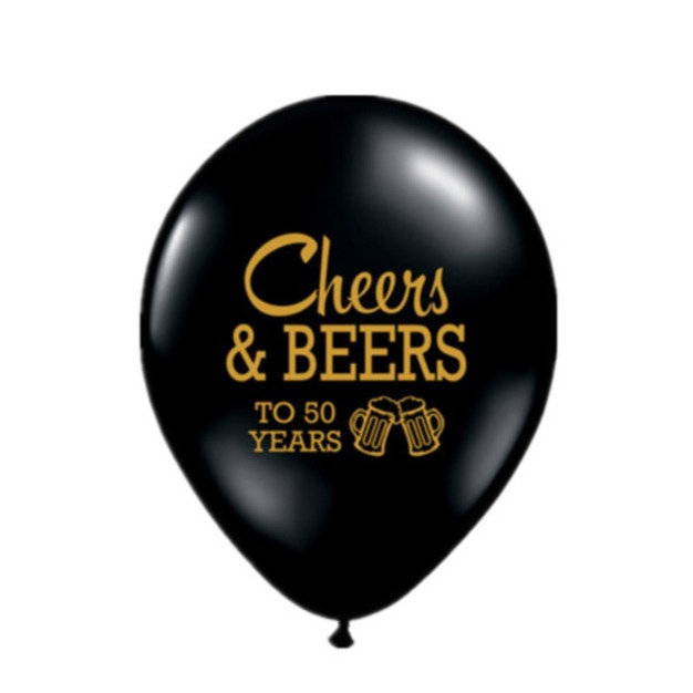 Image of (10er Set) Geburtstags Latex Ballons Party Deko 50. Geburtstag Luftballons Cheers to 50 Years - Schwarz bei Apfelkiste.ch