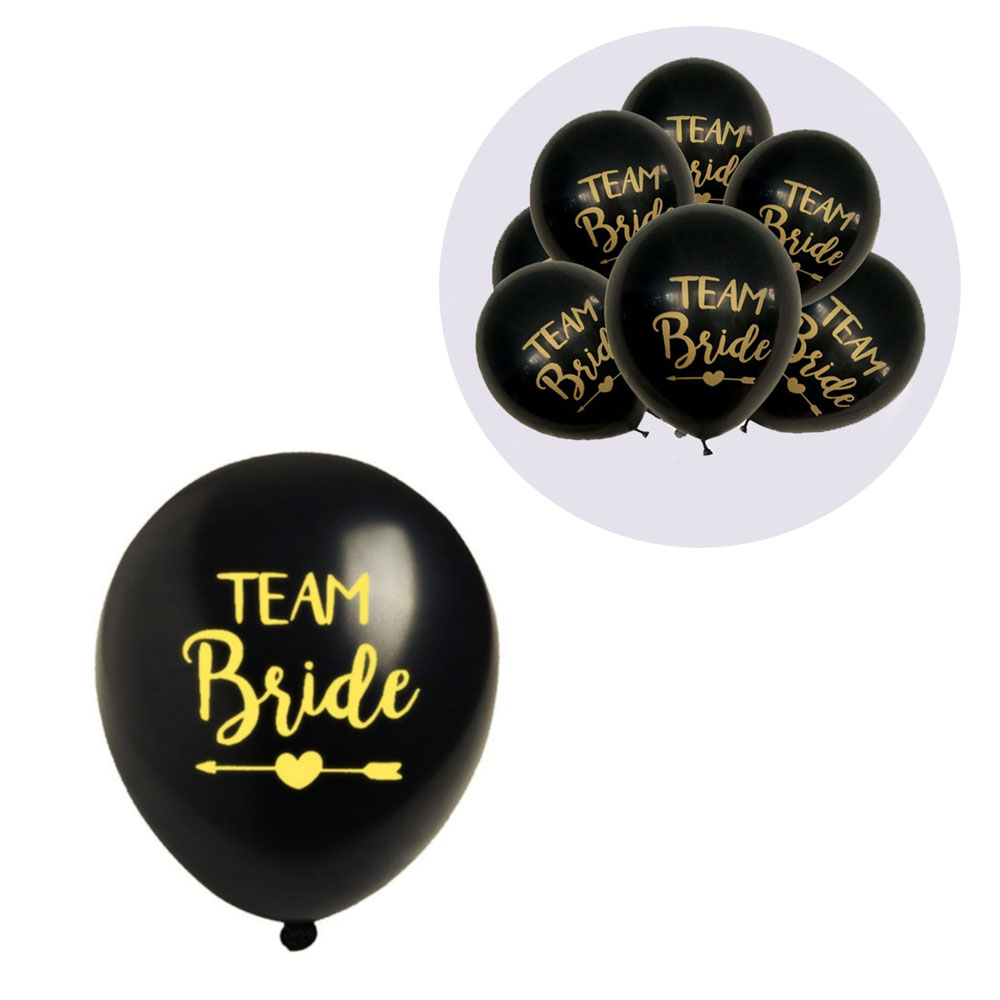 Image of (10er Set) Team Bride Ballons Junggesellinnenabschied Luftballons - Schwarz / Gold bei Apfelkiste.ch